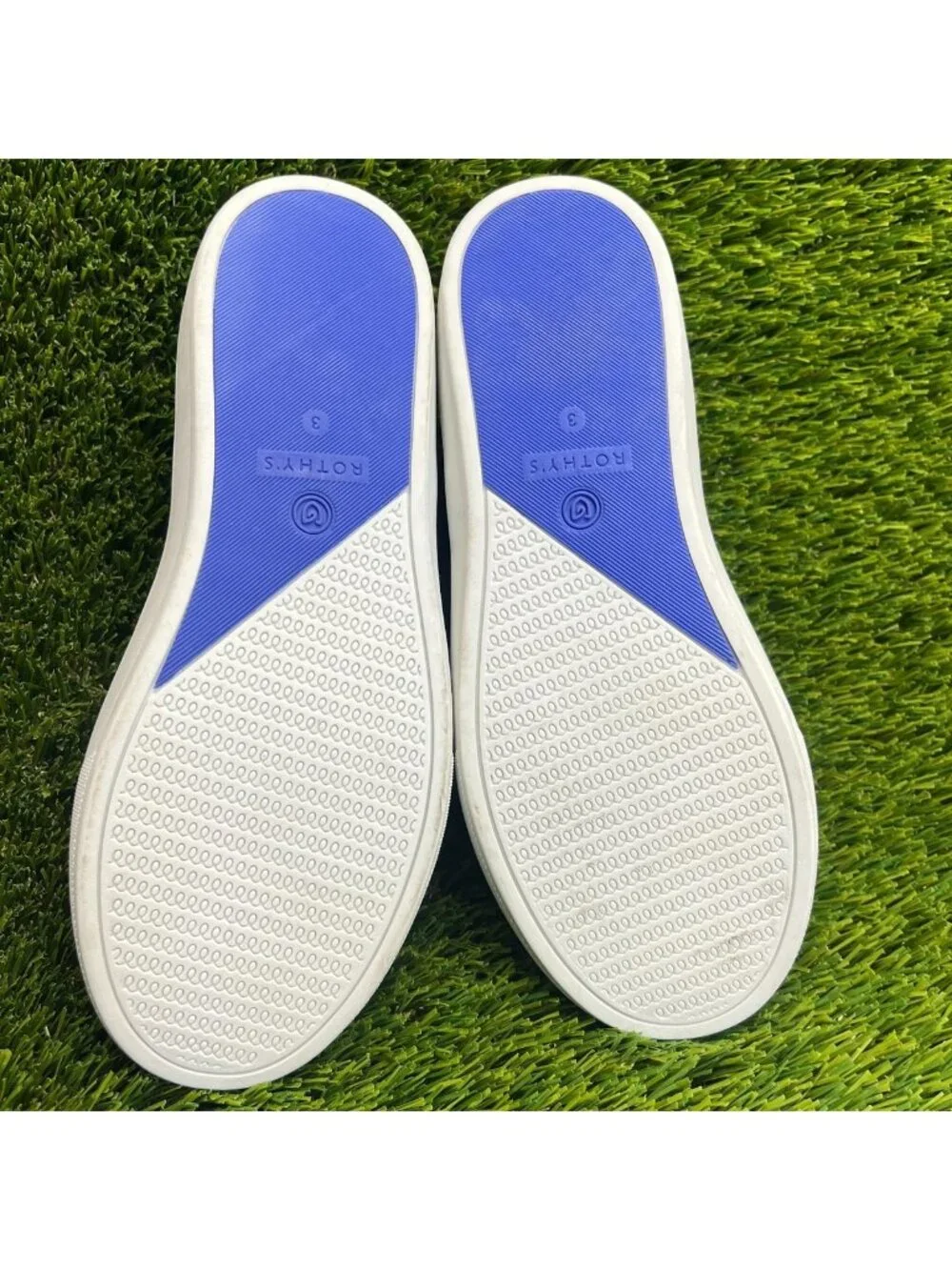 Rothy's The Kids Boys Size 3Y Blue White Athletic Slip On Knit Shoes Sneakers